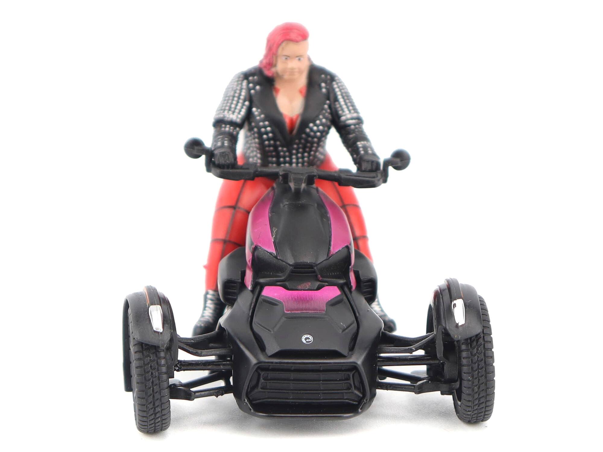 Alt View 4. BRP Models - Can-Am Ryker 3-Wheel Motorcycle Pink Punk and Black with Driver Figure 1/32 Scale Diecast Model by BRP Models.