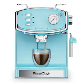 Plum Chef - 20 Bar Espresso Machine Compact Home Espresso Maker with Milk Frother Steam Wand Pressure Gauge 54oz Water Tank - Stainless Steel