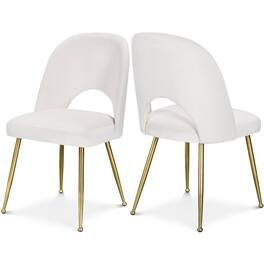 Meridian Furniture - Logan Cream Velvet Dining Chair, Set of 2 - Beige