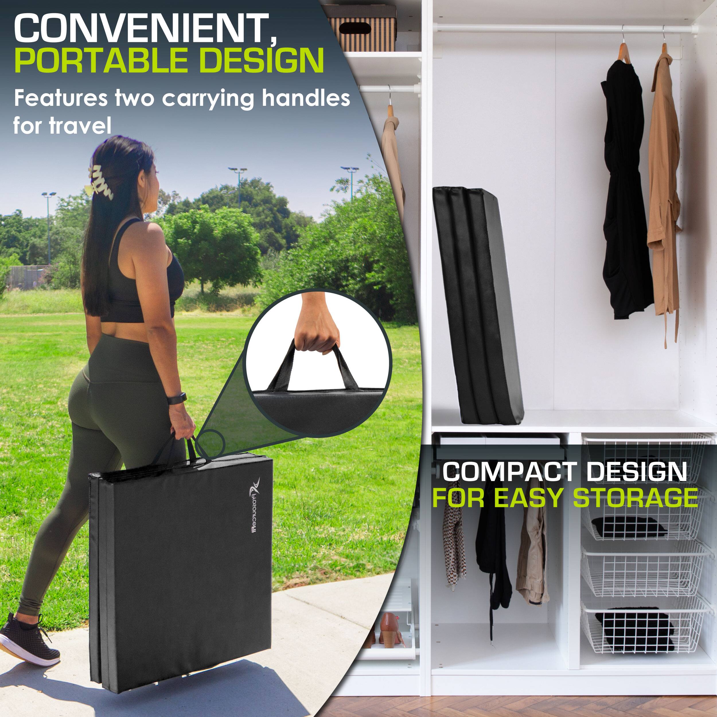 CONVENIENT, PORTABLE DESIGN Features two carrying handles for travel. COMPACT DESIGN FOR EASY STORAGE.