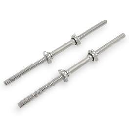 Sunny Health & Fitness - Standard 24” Threaded Chrome Dumbbell Bar Set with Star-Lock Collars - Silver