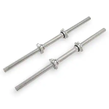 Front. Sunny Health & Fitness - Standard 24” Threaded Chrome Dumbbell Bar Set with Star-Lock Collars - Silver.