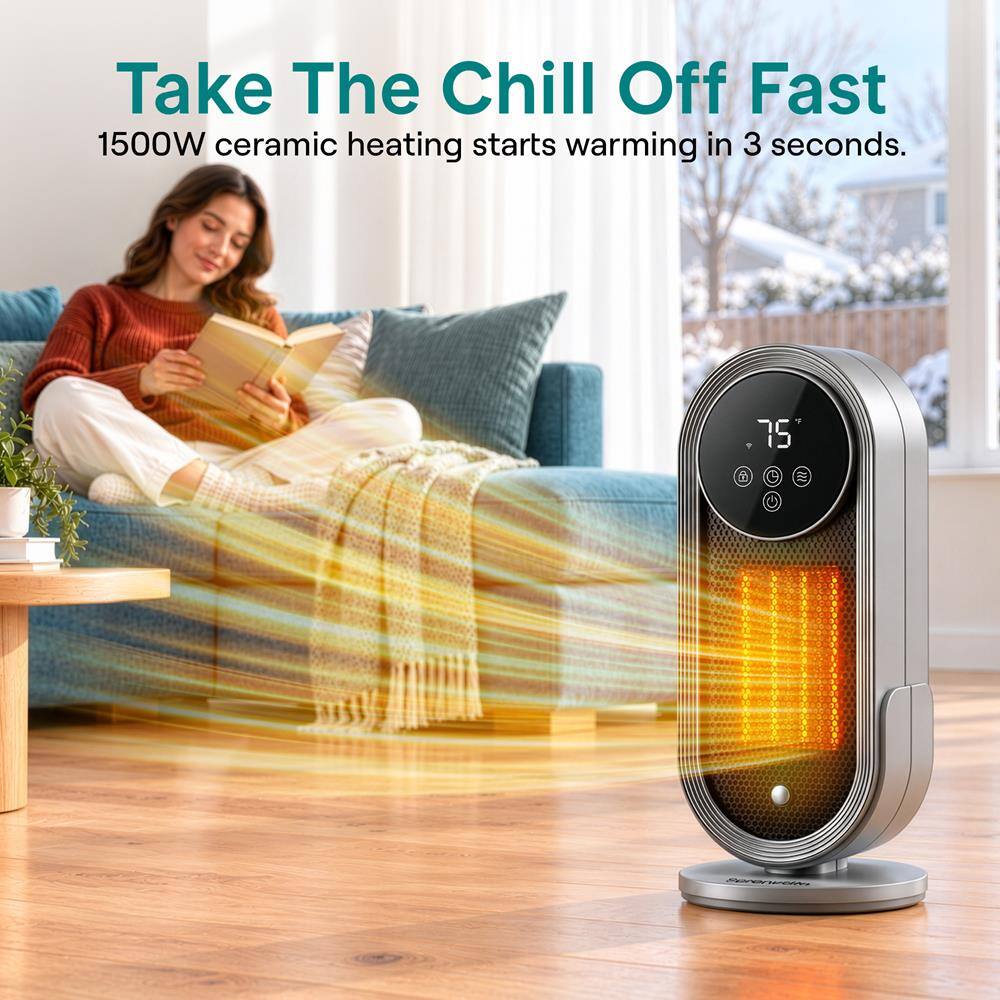 Take The Chill Off Fast  
1500W ceramic heating starts warming in 3 seconds.