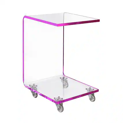 Front. Elements - Peek Acrylic Snack Table in Pink - Pink.