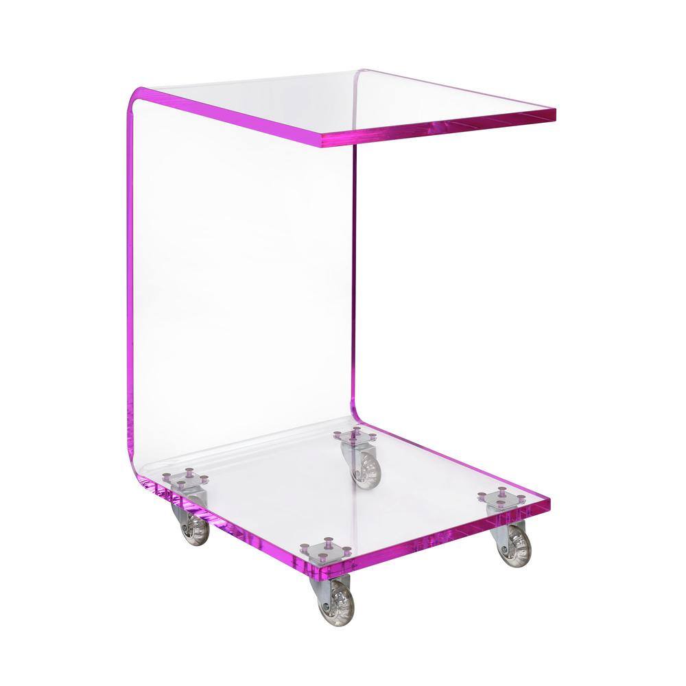 Front. Elements - Peek Acrylic Snack Table in Pink - Pink.