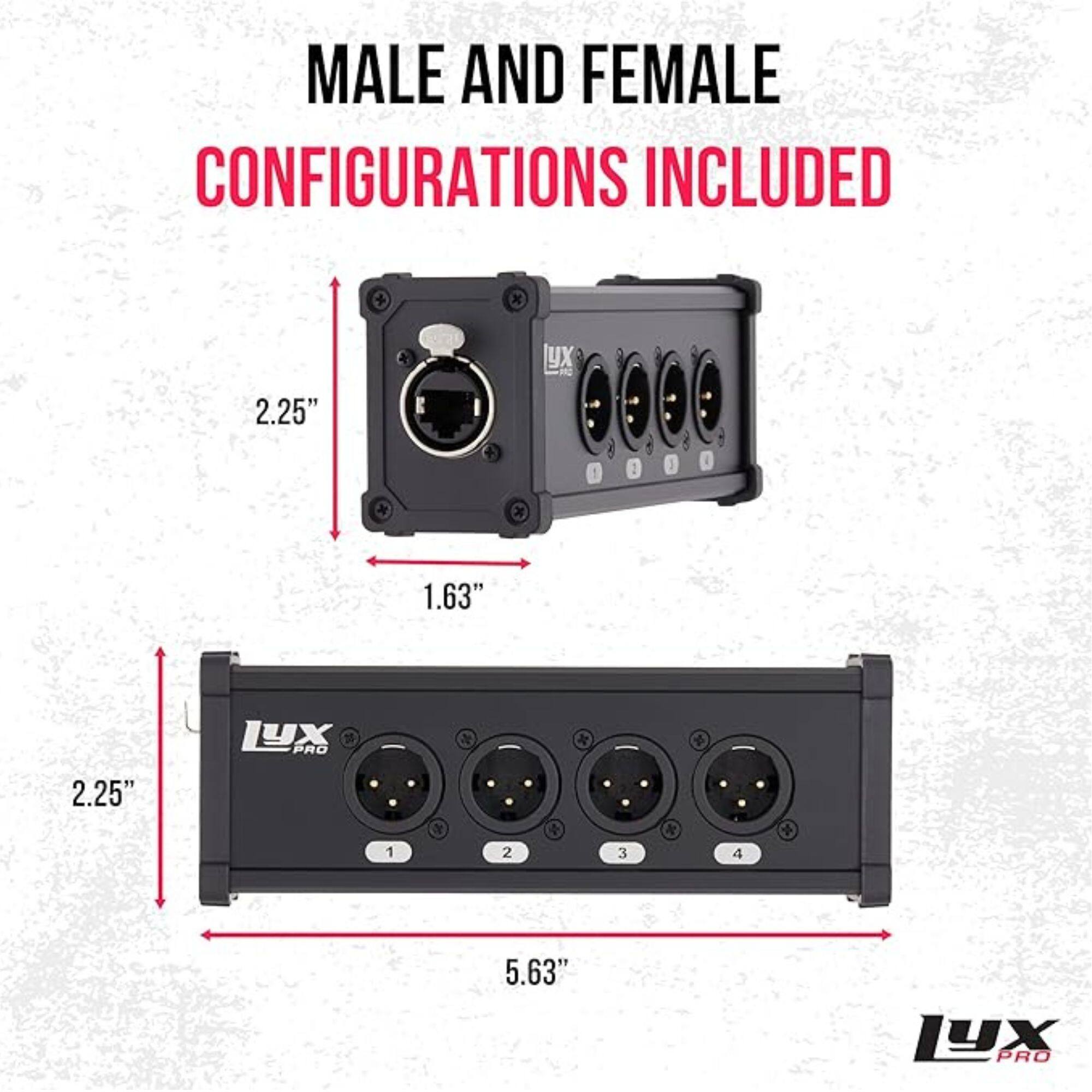Lyxpro 4‑Channel XLR to RJ45 Ethercon Male Breakout | Audio