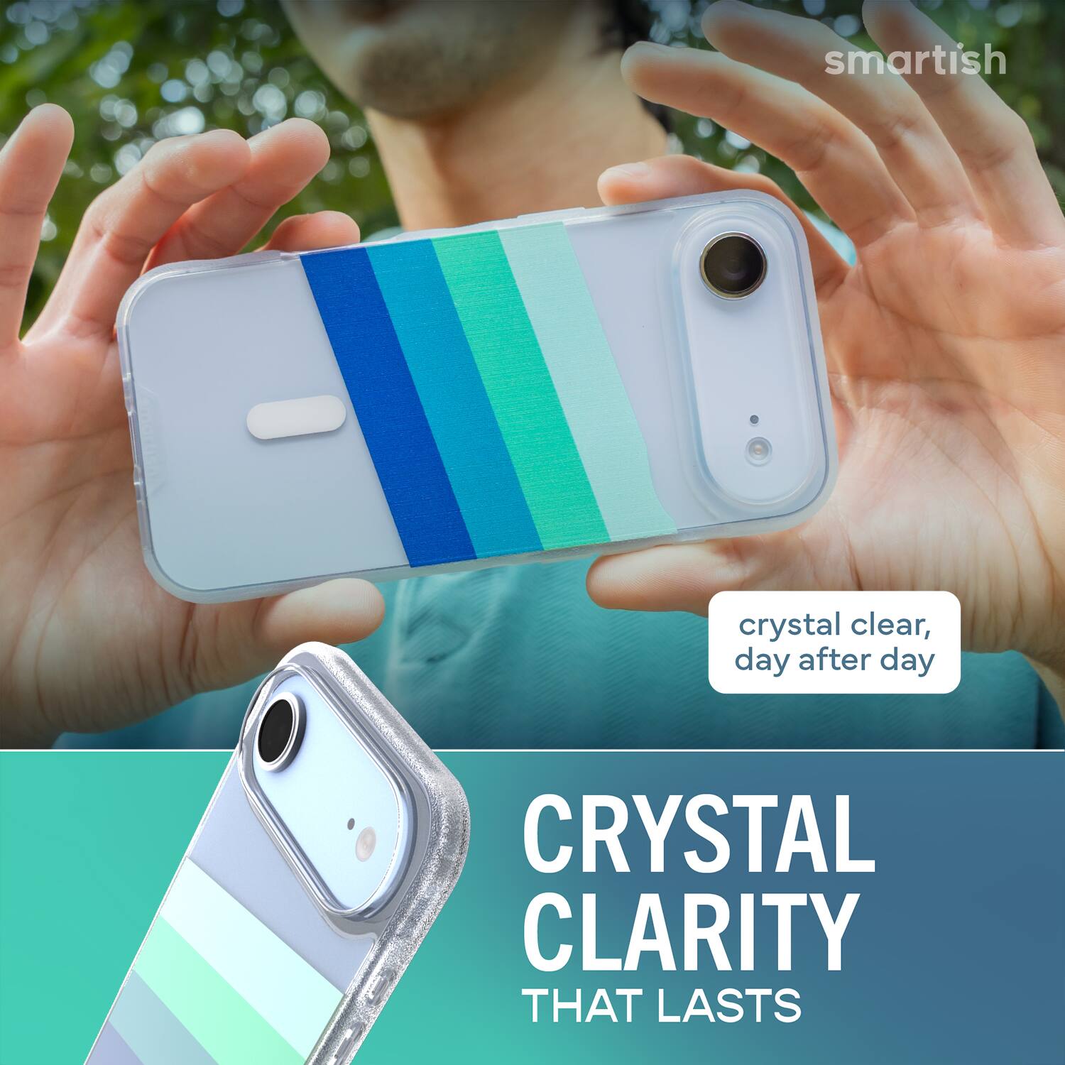 smartish  
crystal clear, day after day  
CRYSTAL CLARITY THAT LASTS