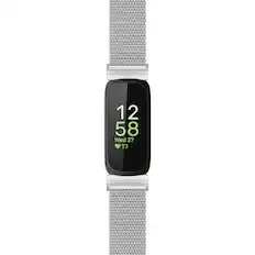 Front. StrapsCo - Mesh Stainless Steel Metal Watch Band Strap For Fitbit Inspire 3 - Silver.