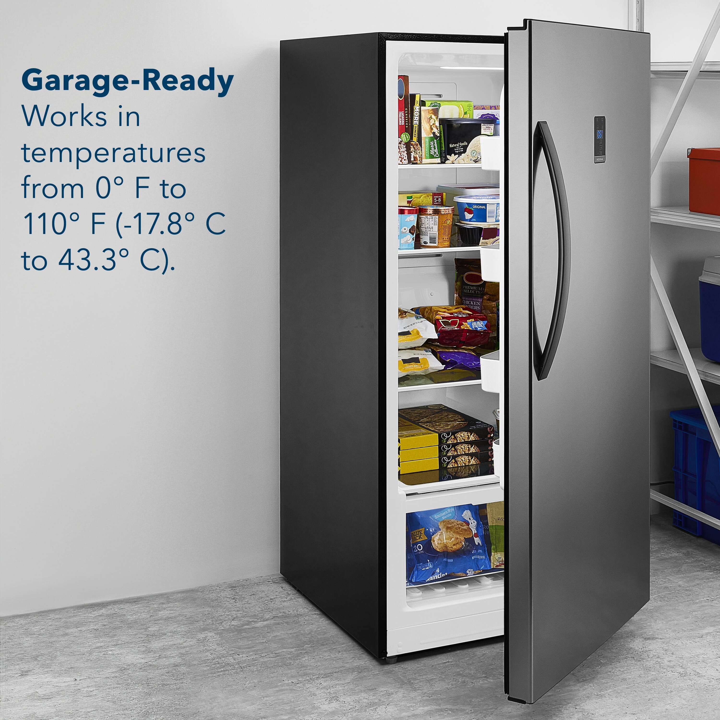 Garage-Ready works in temperatures from 0°F to 110°F (-17.8°C to 43.3°C).