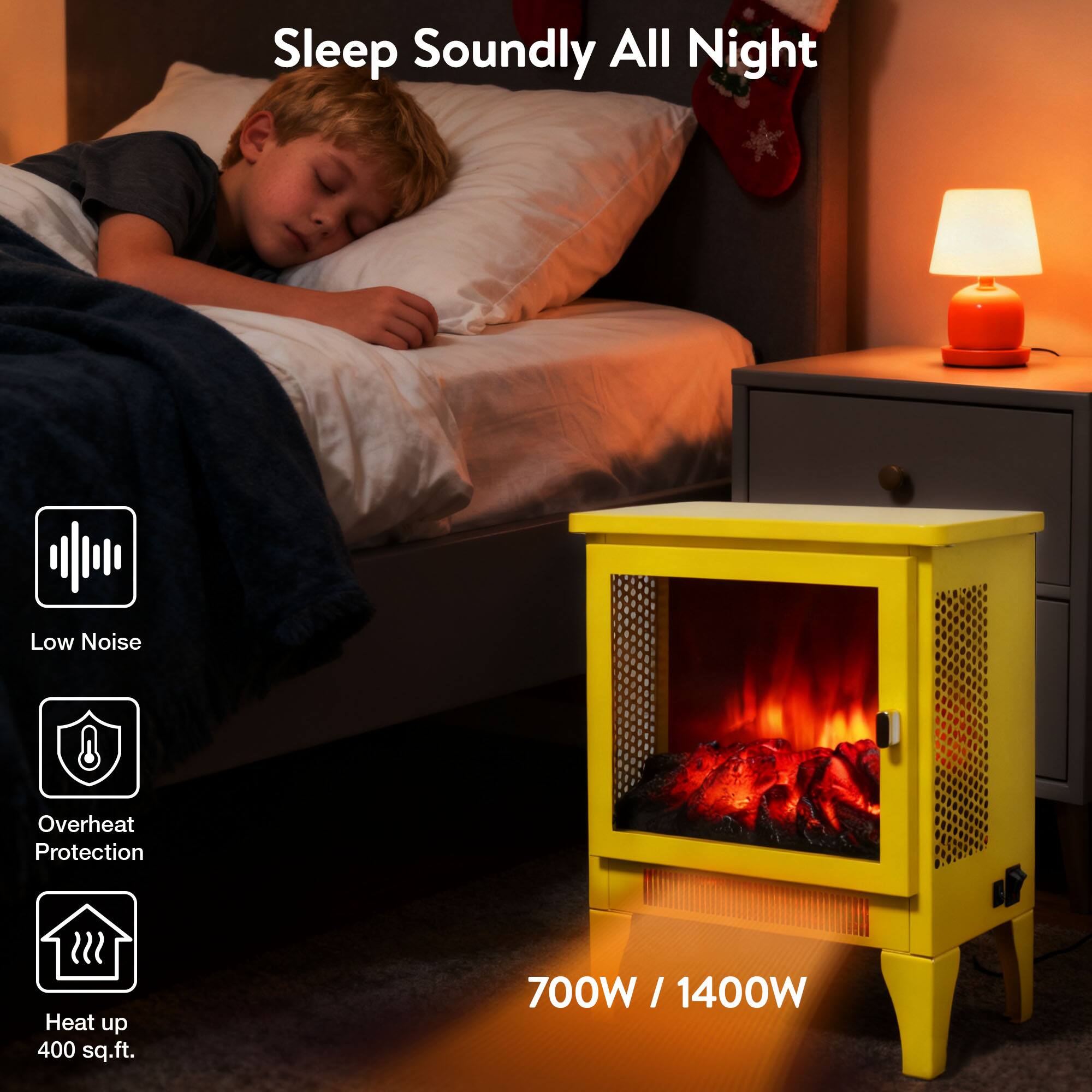 Sleep Soundly All Night

Low Noise

Overheat Protection

Heat up 400 sq.ft.

700W / 1400W