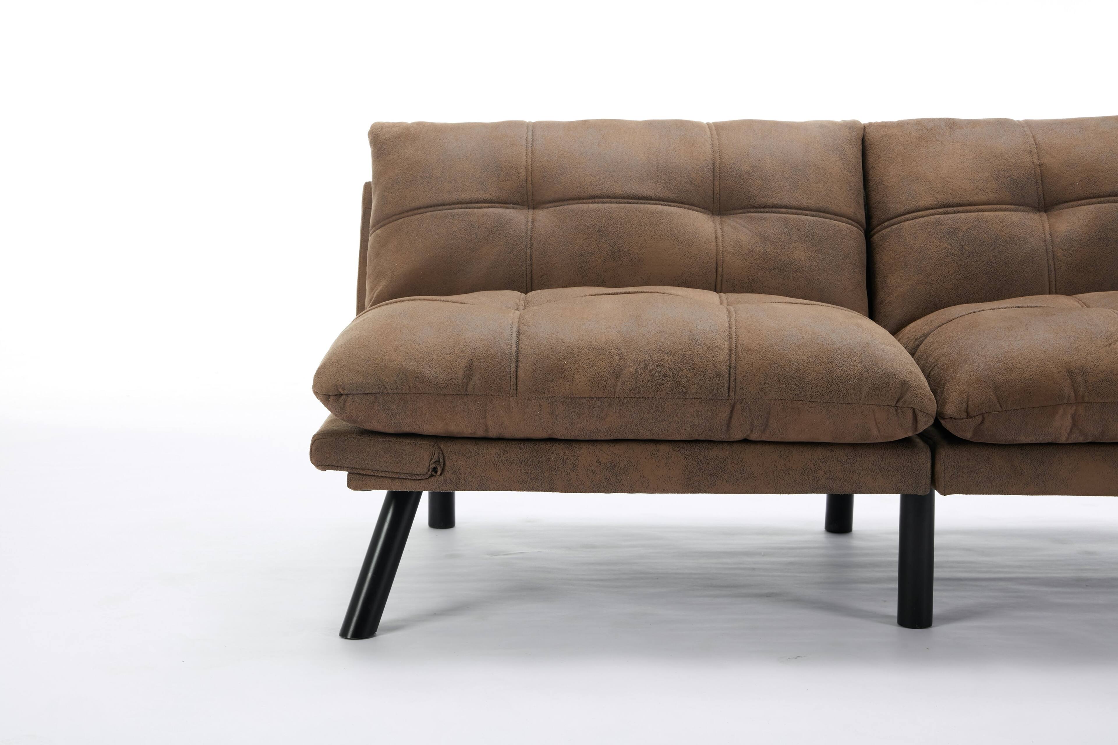 Alt View 7. Tiramisubest - Convertible Foldable Modern Sofa Bed,Futon Lazy Sofa Bed,Comfy Small Couch for Living Room and Bedroom,Brown - Brown.