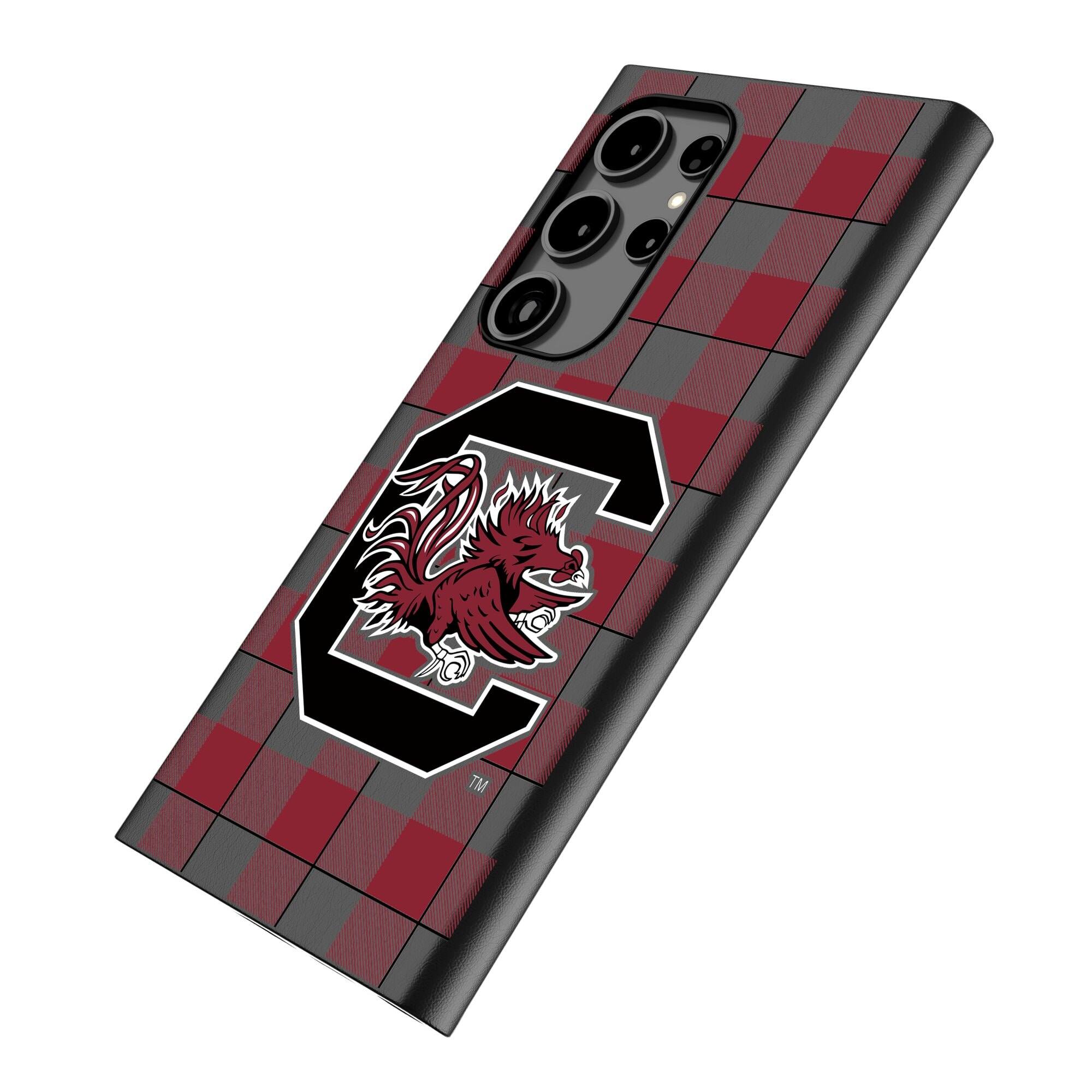 Alt View 1. Keyscaper - South Carolina Gamecocks Plaid Galaxy Magnetic Bump Case - S25 Ultra - Black.