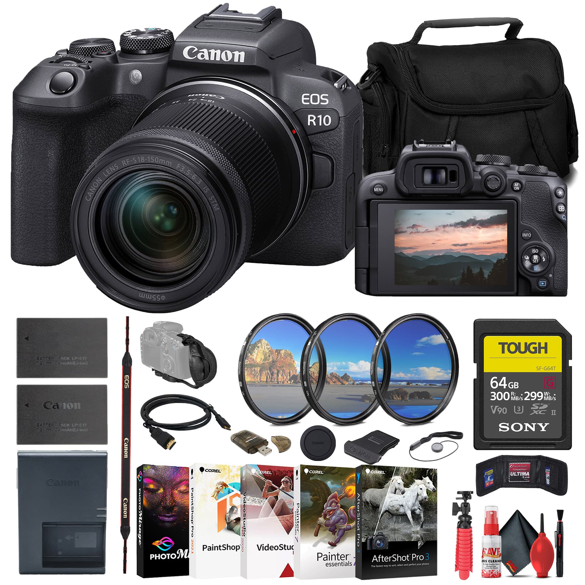 Canon - EOS R10 Mirrorless Camera W/ 18-150mm Lens + 64GB SD Card +  + More (International Version)