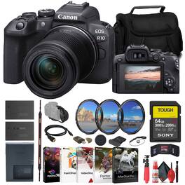 Canon - EOS R10 Mirrorless Camera W/ 18-150mm Lens + 64GB SD Card + + More (International Version)