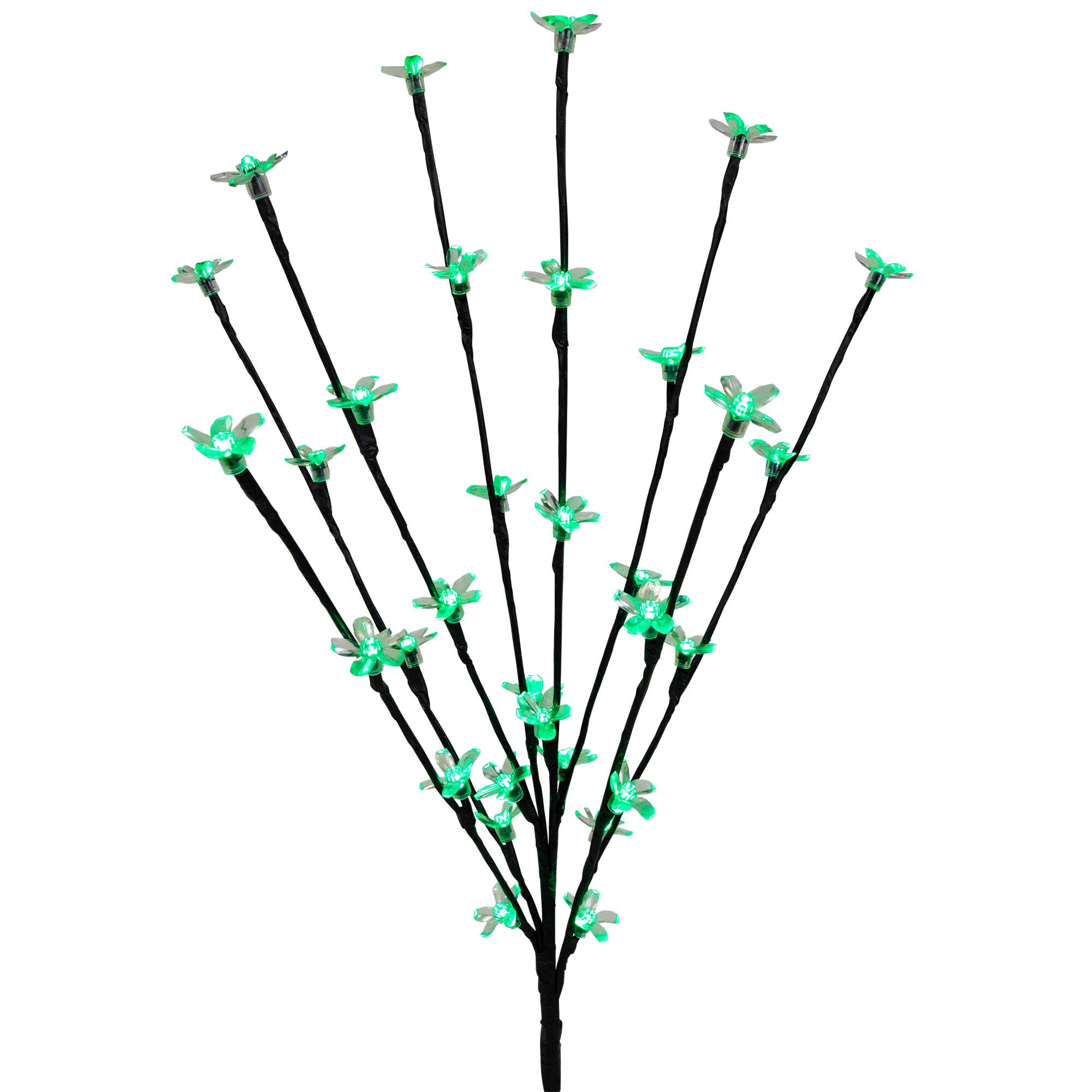 Alt View 3. Northlight - Pre-Lit Cherry Blossom Artificial Tree Branches - 2.5' - Green LED Lights - Set of 3 - Green.