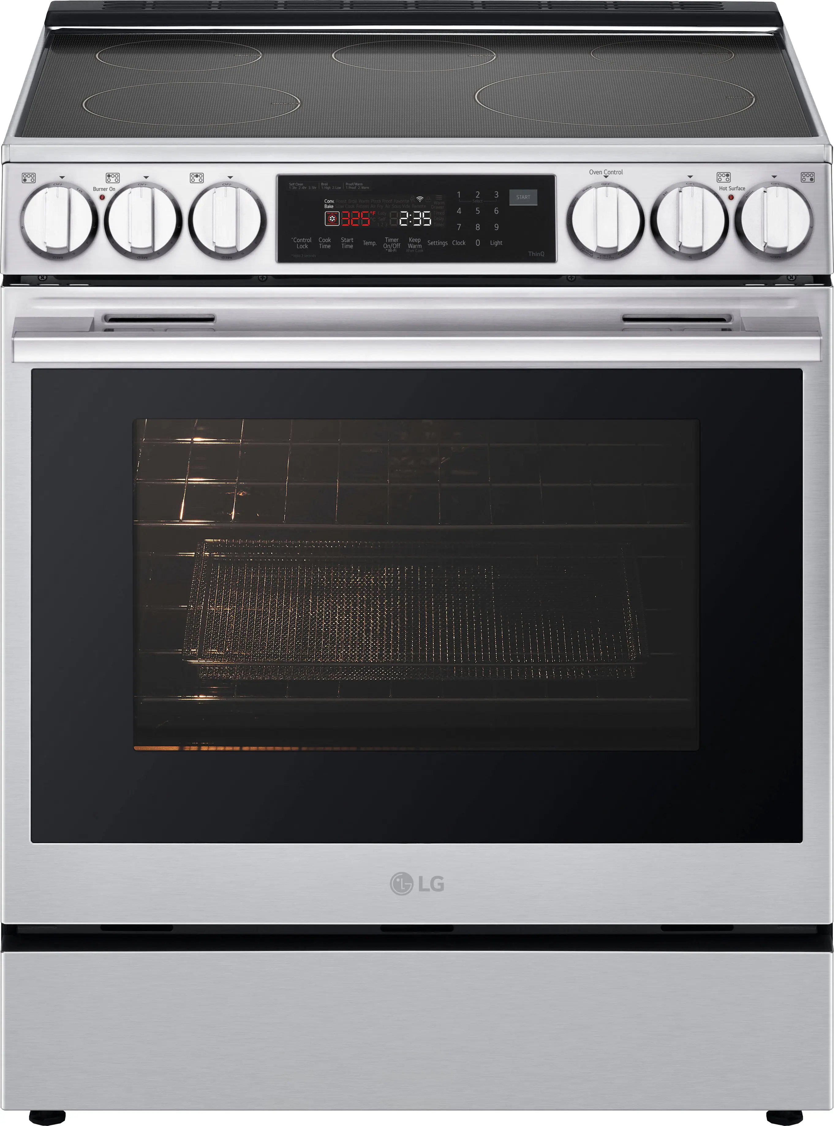 LG - 6.3 Cu. Ft. Slide-In Electric Induction True Convection Range with InstaView and Flex Control Knobs - Stainless Steel