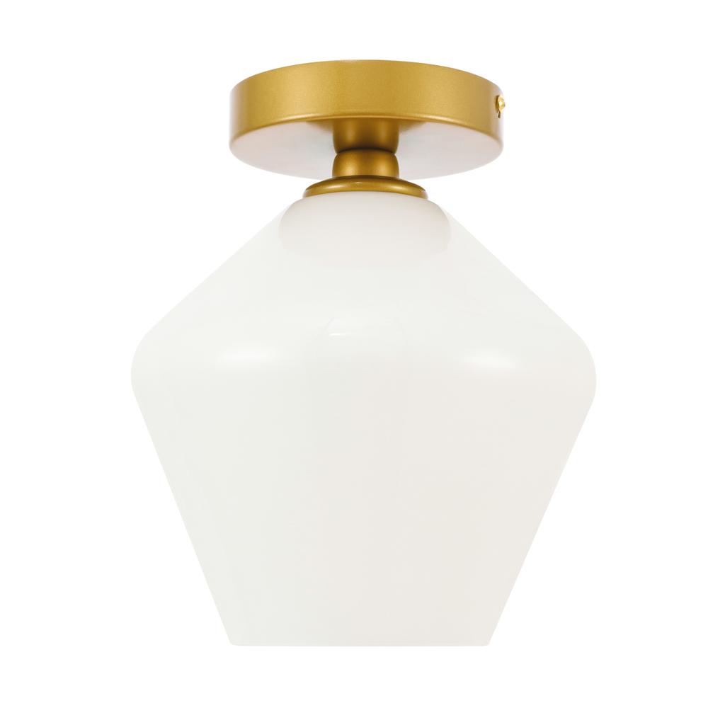 Alt View 7. Living District - Gene 1 light Brass and Frosted white glass Flush mount - Brass And Frosted White Glass.