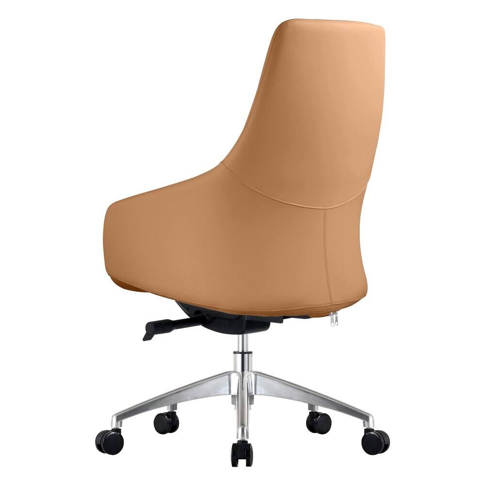 Alt View 2. LeisureMod - Celeste High-Back Office Chair - Modern Leather Upholstery, Adjustable Height, Swivel & Tilt Armrest Desk Chair - Acorn Brown.