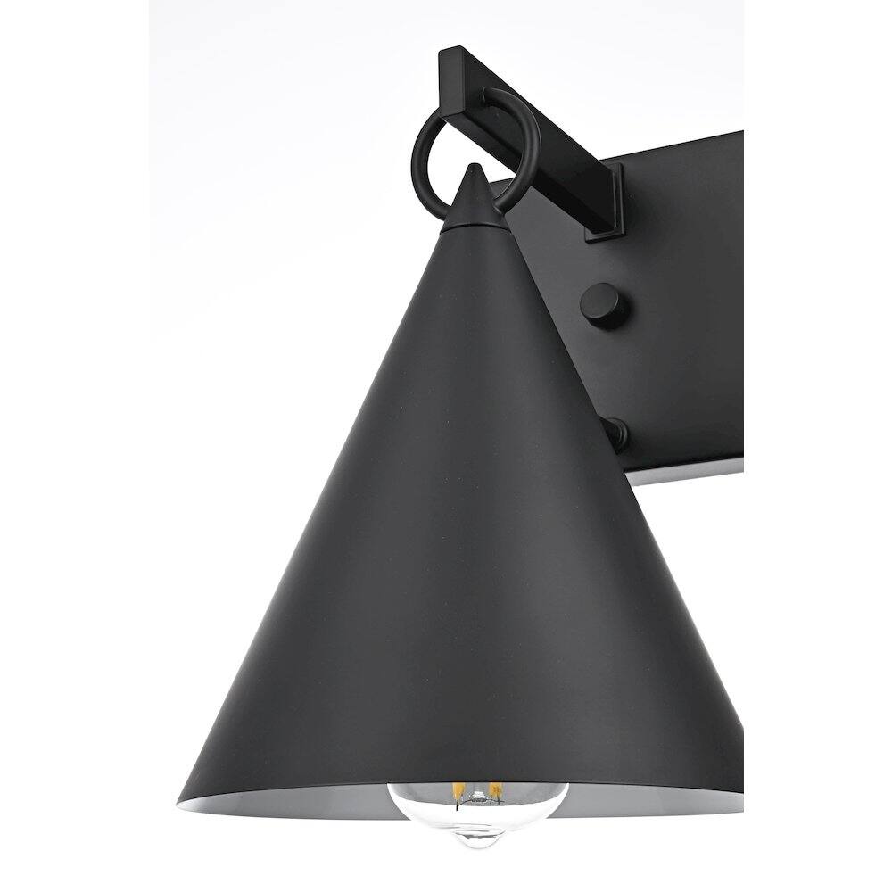 Alt View 1. Elegant Lighting - Hendrix 8 Inch Outdoor Wall Sconce In Black - Black.
