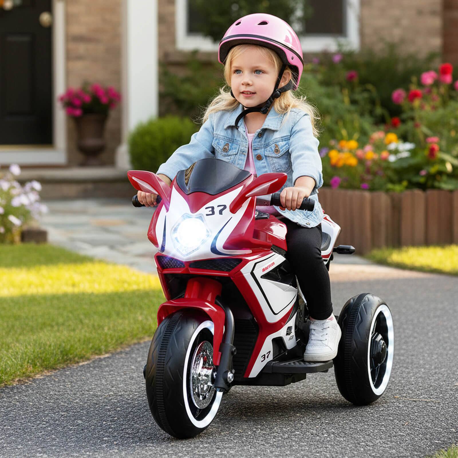 Alt View 1. Costway - Costway Kids Ride on Motorcycle 6V Battery Powered Mini Electric Motorbike with LED Lights - Red.