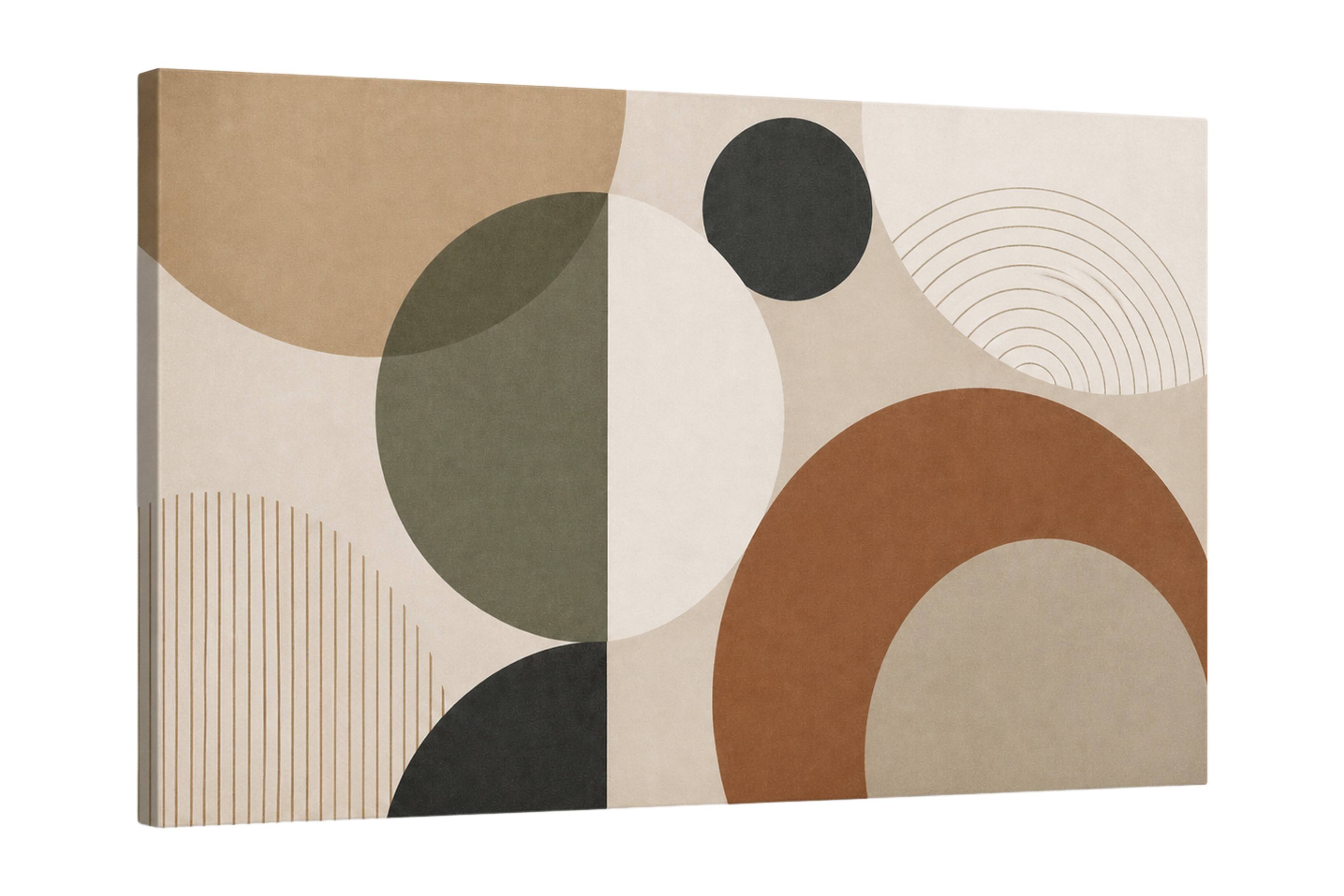 Front. FC Design - Large Canvas 24x36" Geometric Shapes Mid Century Circle Art Painting Home Wall Décor - MultiColor.