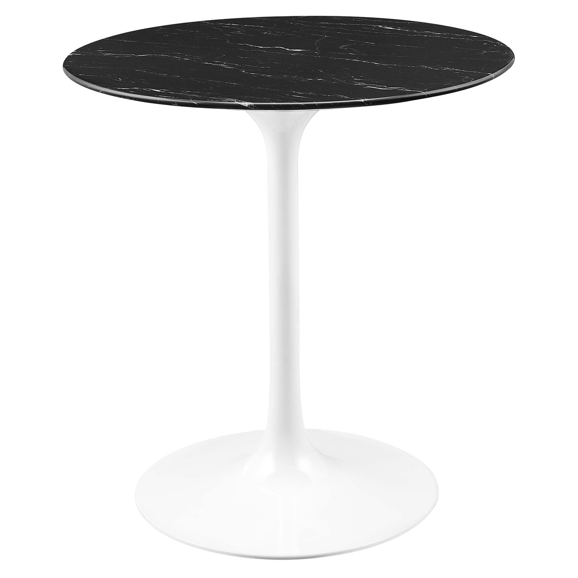 Angle. Modway - Lippa Round 28" Dining Table - White Black.