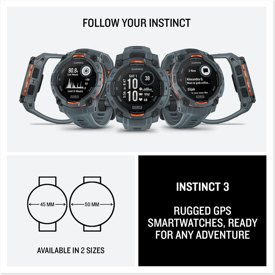 時計 GARMIN Instinct Garmin Instinct® 3 | Rugged Solar Smartwatch with GPS | 45mm