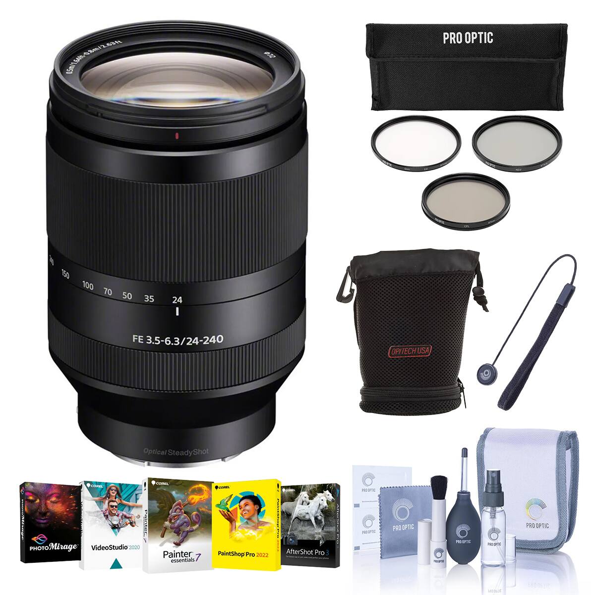 0.5m/1.54ft

PRO OPTIC

150 100 70 50
35
24

FE 3.5-6.3/24-240

OPITECH USA

Optical SteadyShot

PRO OPTIC

PRO OPTIC

PHOTO Mirage VideoStudio 2020

Painter essentials

PaintShop Pro 2022

AfterShot Pro

PRO OPTIC