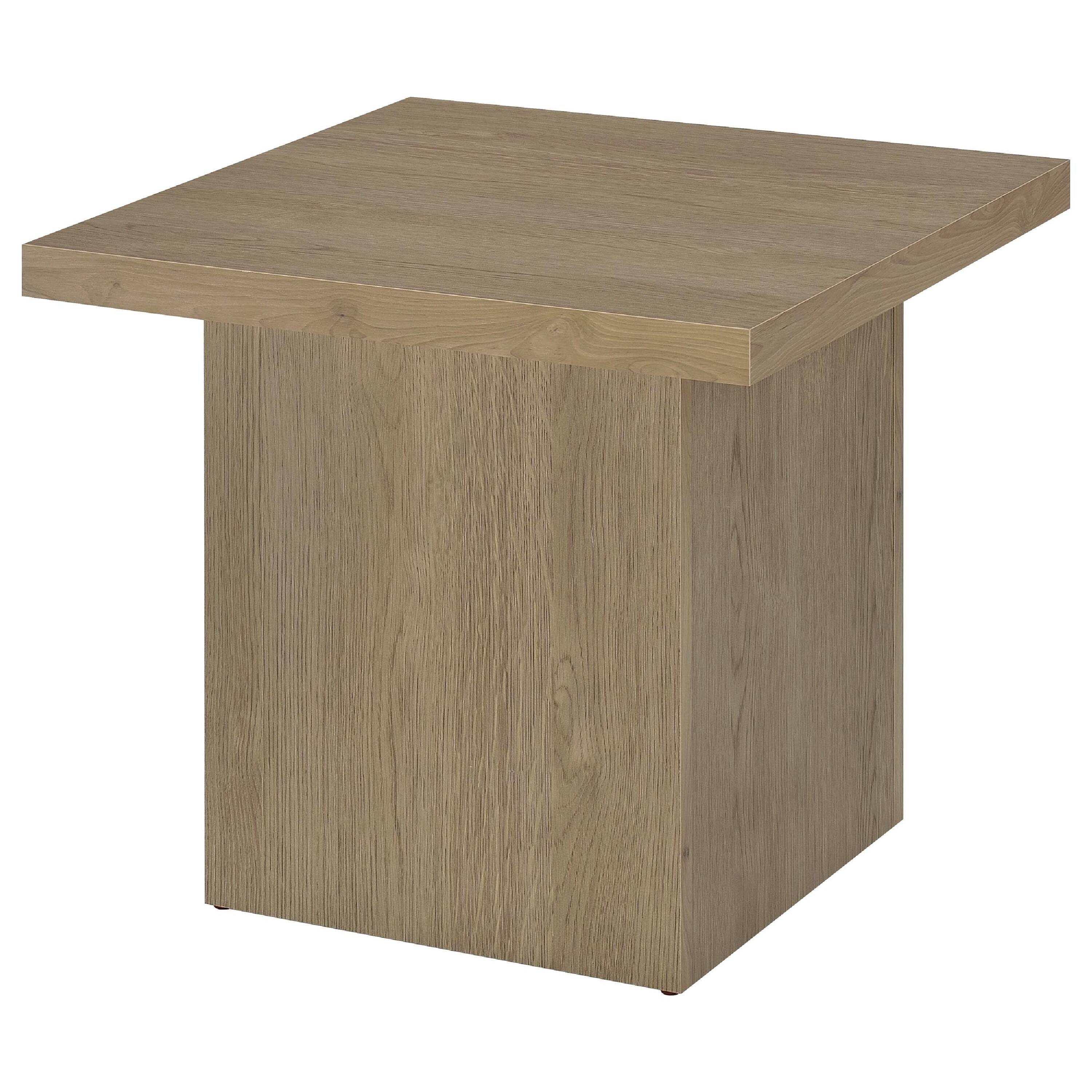 Alt View 3. Manhattan Lane - Darla Square Side-End Table, Block-Like Base, Wood 24 Inch - Latte Brown.