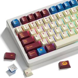Womier - PBT Keycaps, Cherry Profile Dye-Sub Theme Keys for Cherry Gateron MX Switches Mechanical Keyboards - Red-135 Keys