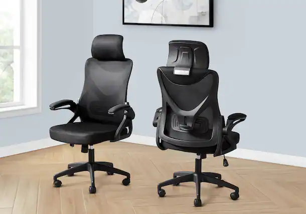 Front. APRILSOUL - Office Chair Adjustable Height Ergonomic Swivel Work Black Metal Black Mesh Contemporary Modern - Black.