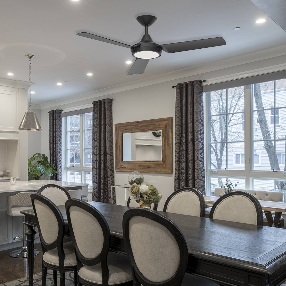 Alt View 7. ENLIGHT - 52" Smart DC Ceiling Fan, CCT & Dimmable Light, Efficient & Quiet DC Motor, Reverse Mode, Matter, 3 Blade, Damp Rated - Matte Black.