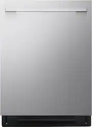 LG - 24" Top Control Smart Built-In Tub Dishwasher with 3rd Rack, FlushFit Design and 46dBA - Stainless Steel - Front_Zoom