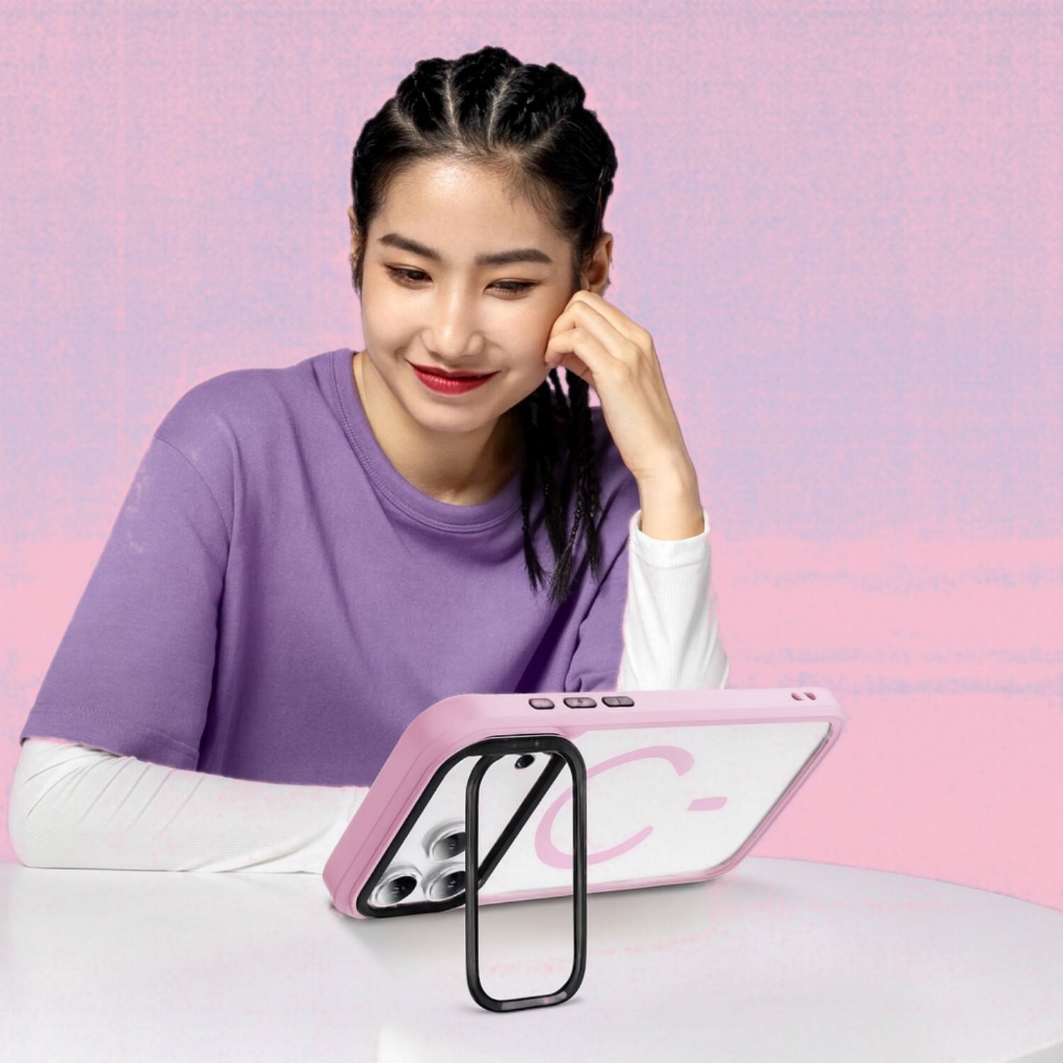 Alt View 1. SaharaCase - Apple iPhone 17 Pro Kickstand Case | Compatible with Magsafe | Pro Shield Design | Raider Series - Pink.