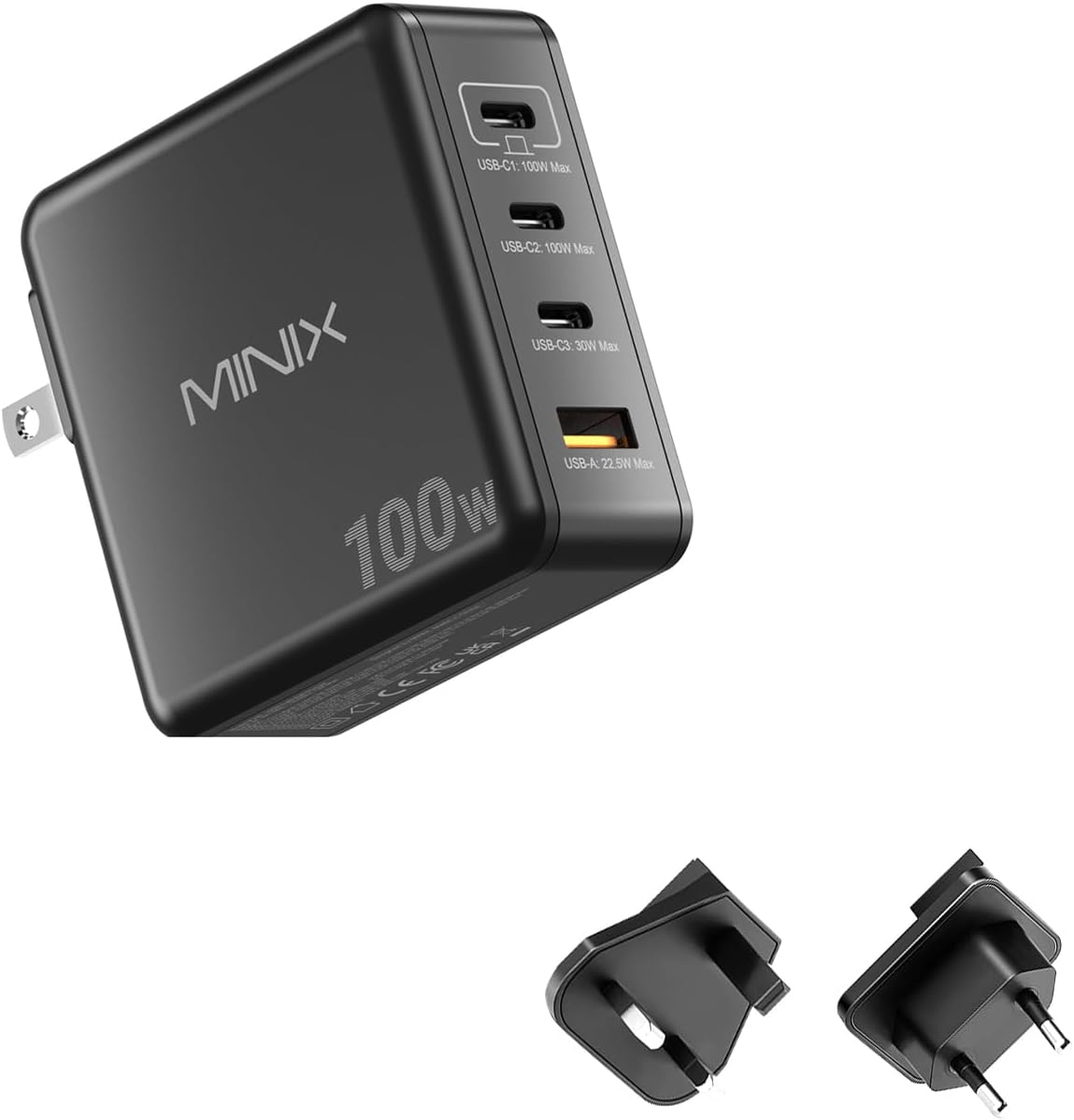 USB-C1: 100W Max  
USB-C2: 100W Max  
USB-C3: 30W Max  
MINIX USB-A: 22.5W Max  
100W