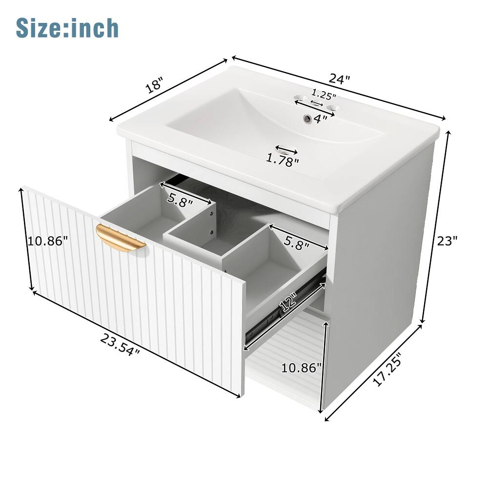 Size: inch  
18"  
24" 1.25" 4"  
10.86"  
5.8"  
1.78" 5.8"  
23"  
23.54"  
12" 10.86"  
17.25"