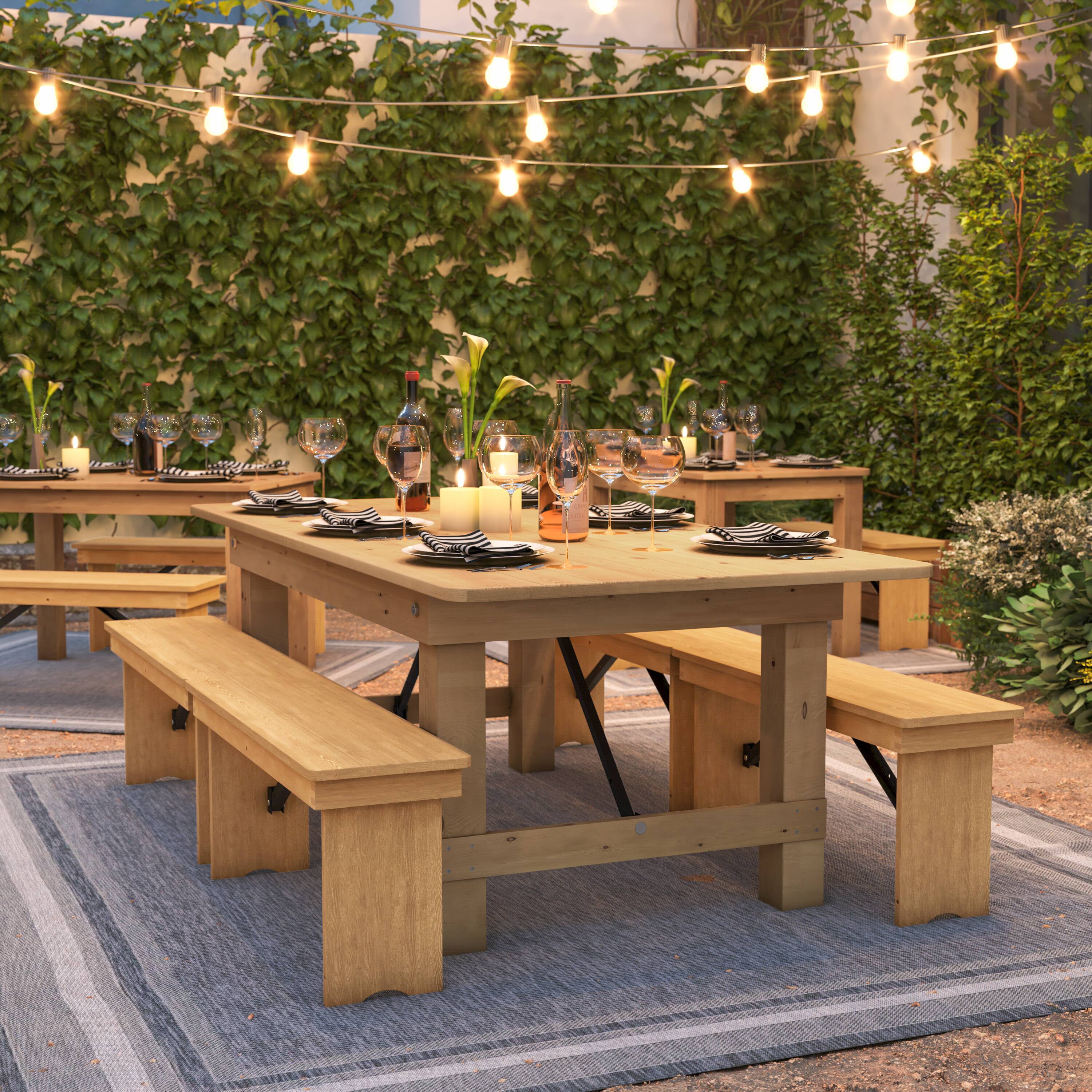 Alt View 4. Flash Furniture - HERCULES 7' x 40" Rectangular Antique Rustic Light Natural Solid Pine Folding Farm Table - Natural.