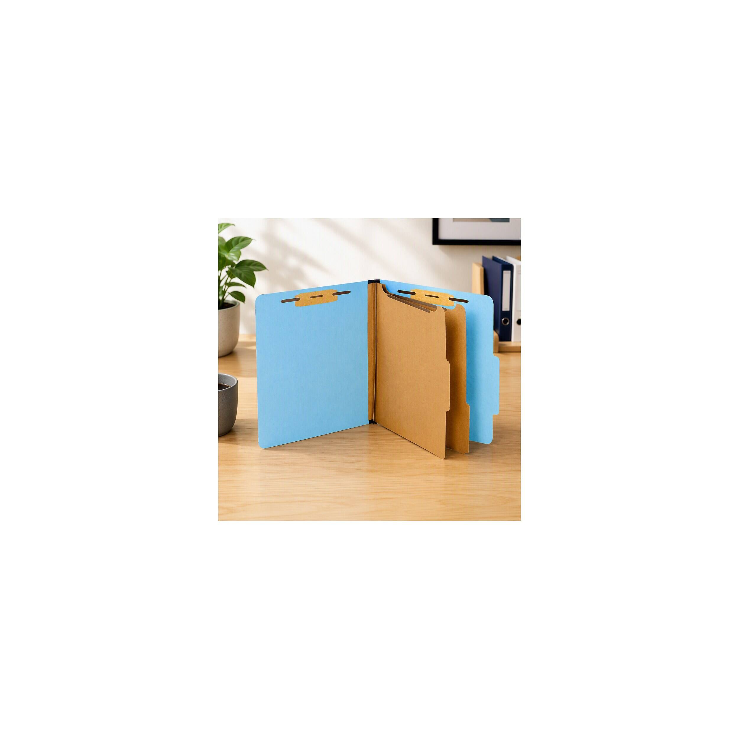 Alt View 11. Staples - Recycled Pressboard Classification Folder, 2-Dividers, 2 1/2" Expansion, Letter Size, 20/Box - Light Blue.