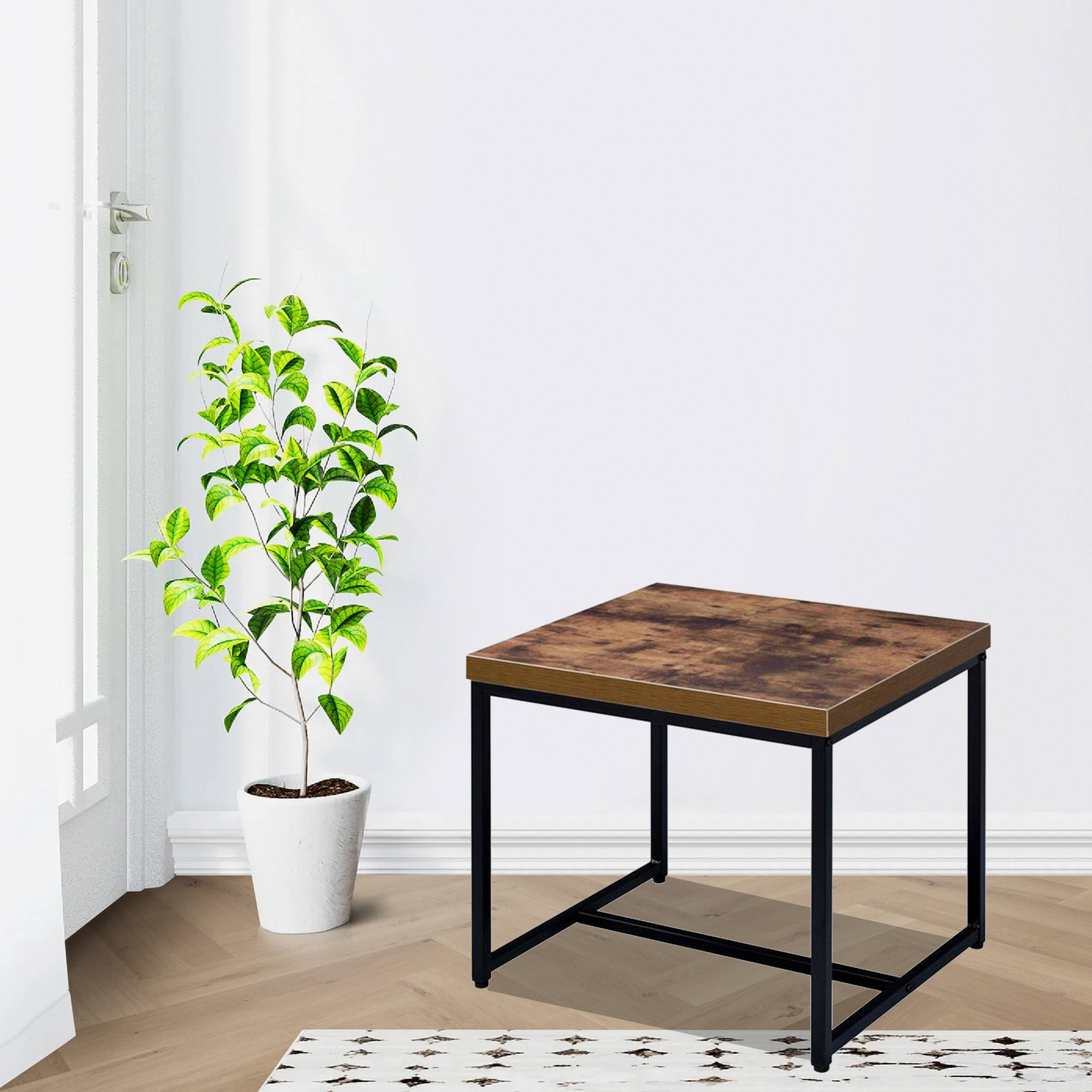 Alt View 5. Manhattan Lane - Contemporary Style Rectangular Wood and Metal End Table - Brown and Black.