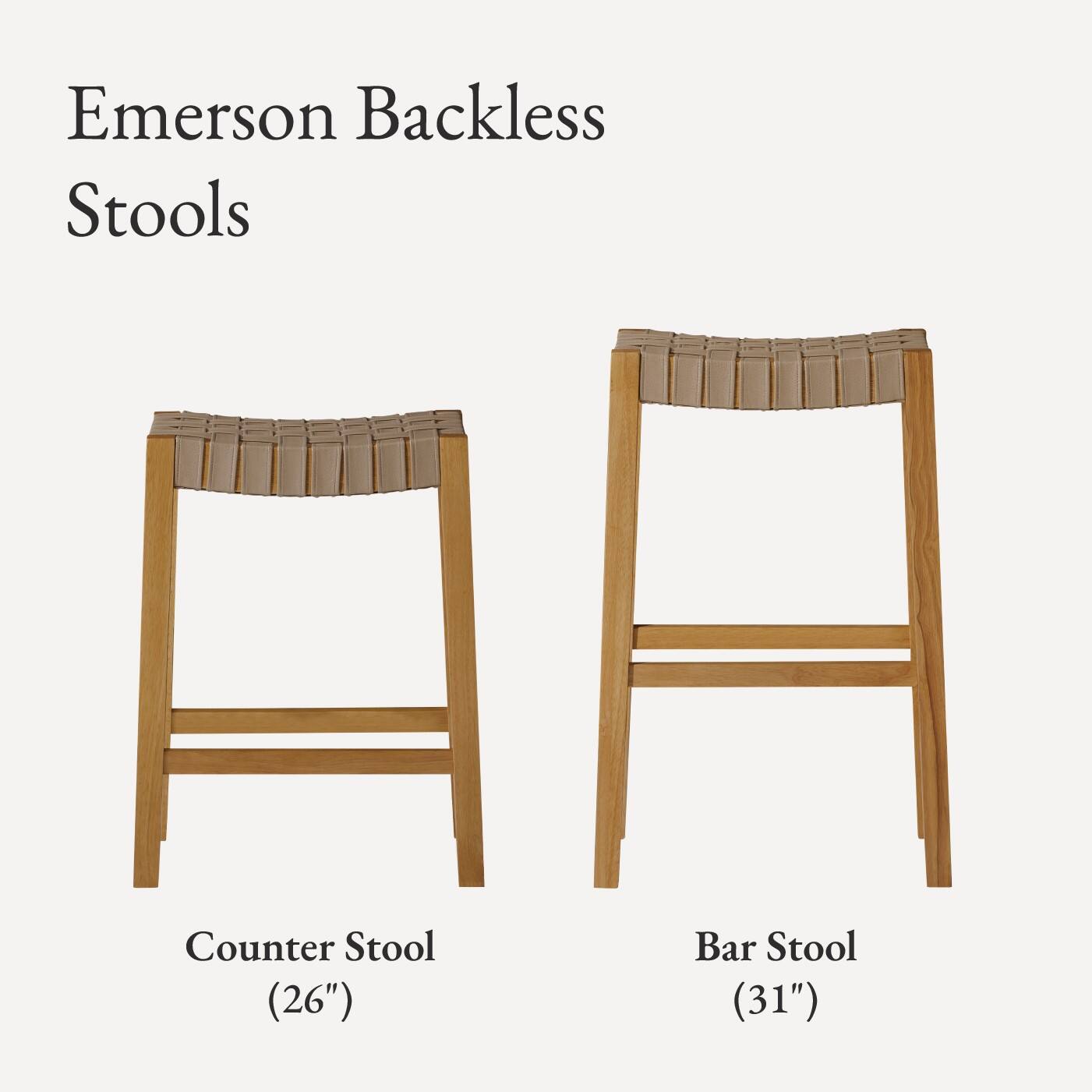 Emerson Backless Stools: Counter Stool (26"), Bar Stool (31")