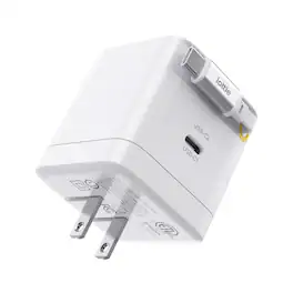 Basix by iOttie 65W GaN Wall Charger, Built-in Retractable USB-C Cable, USB-C & USB-A Ports, Triple-Device Fast Charge - White