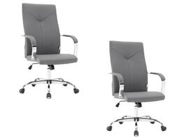 LeisureMod - Set of 2 Sonora Ergonomic High-Back Leather Office Desk Chair with Swivel and Tilt for Conference Room or Home Office - Gray