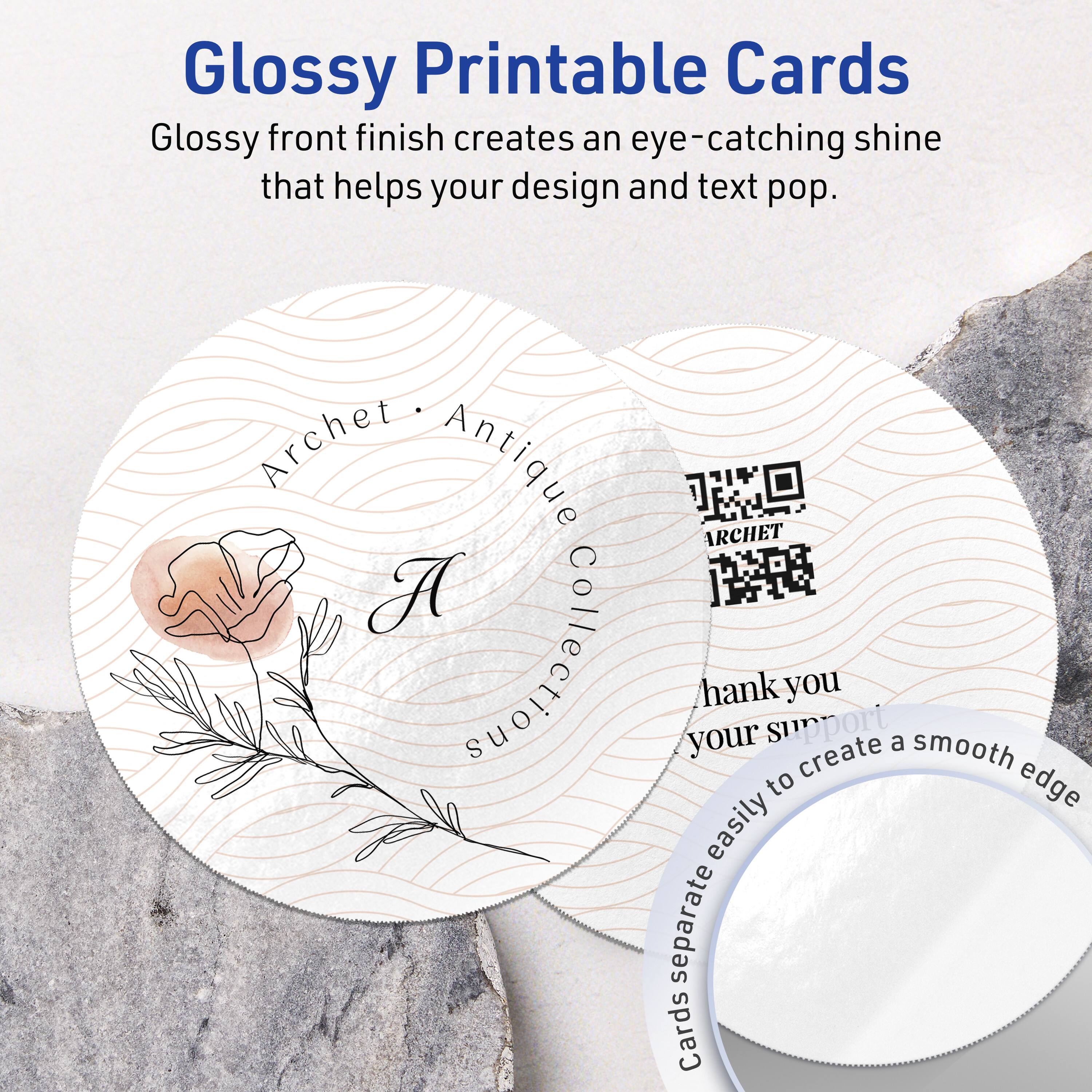 Glossy Printable Cards

Glossy front finish creates an eye-catching shine that helps your design and text pop.

Archet Antique ARCHET A Collections

thank you for your support

Cards separate easily to create a smooth edge