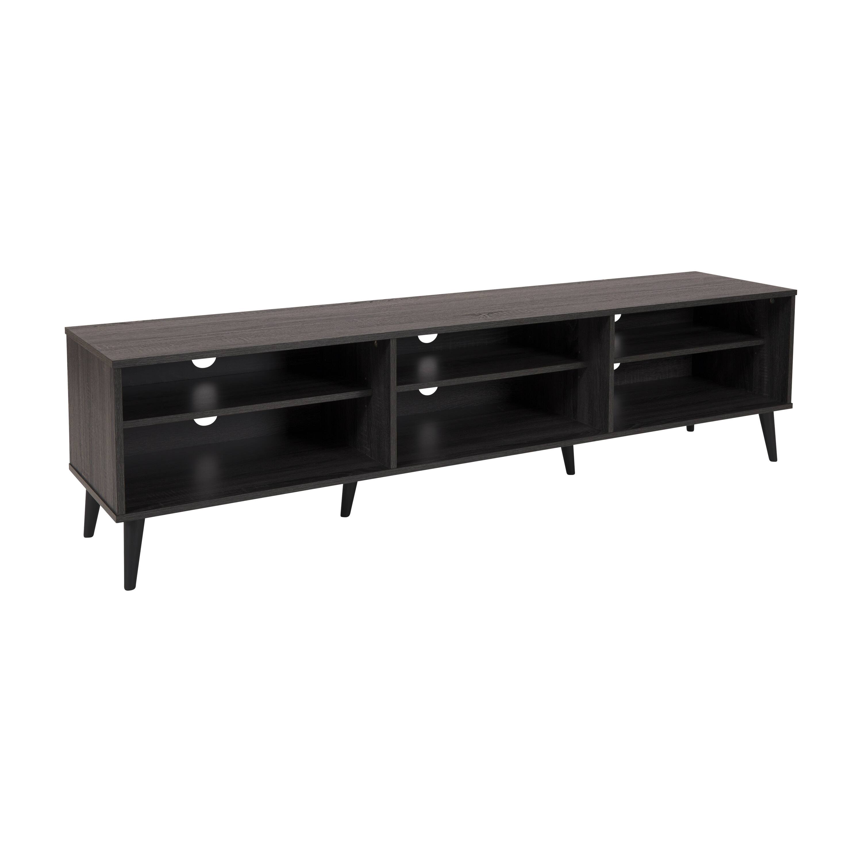 Angle. CorLiving - Cole Collection TV Stand with Open Cabinets for Most TVs up to 85" - Dark Gray.