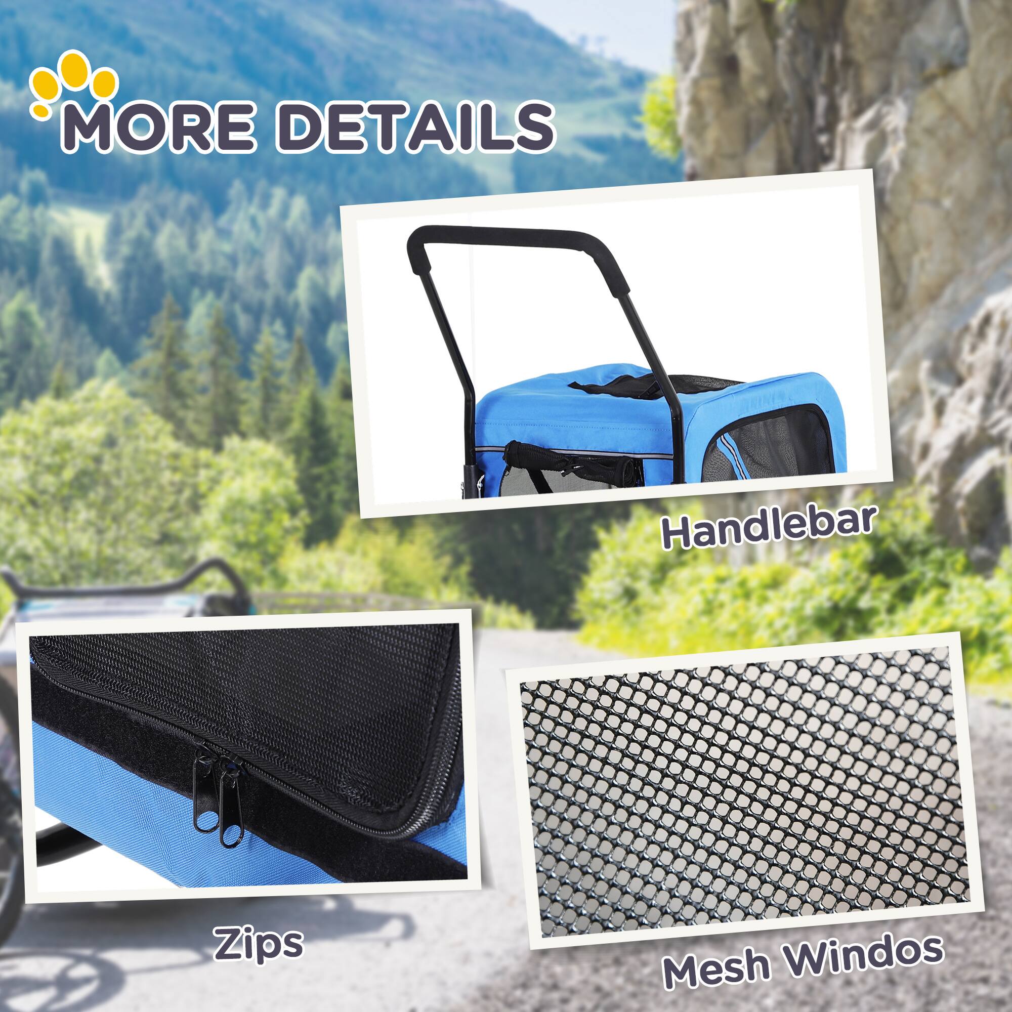 Alt View 5. Aosom - 2-in-1 Small Dog Bike Trailer and Bike Stroller with Hitch, Bicycle Trailer Sidecar Bike Wagon Cart Carrier Attachment.