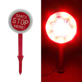 Alpine - LED Red/White Santa Stop Here Sign 15 in. Yard Decor - Red|White