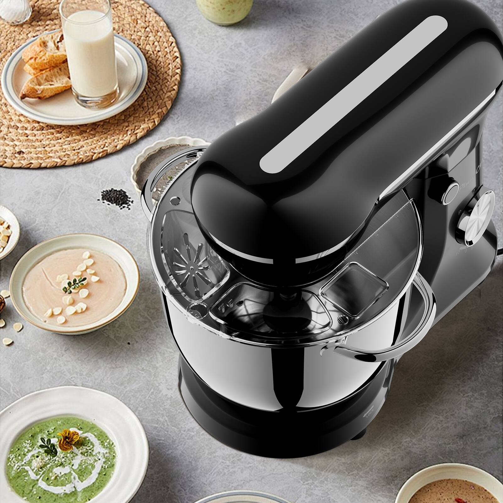 Alt View 1. Chery Life - 5.28QT 10 Speeds Portable Electric Food Mixer with Egg Whisk,Dough Hook - Black.