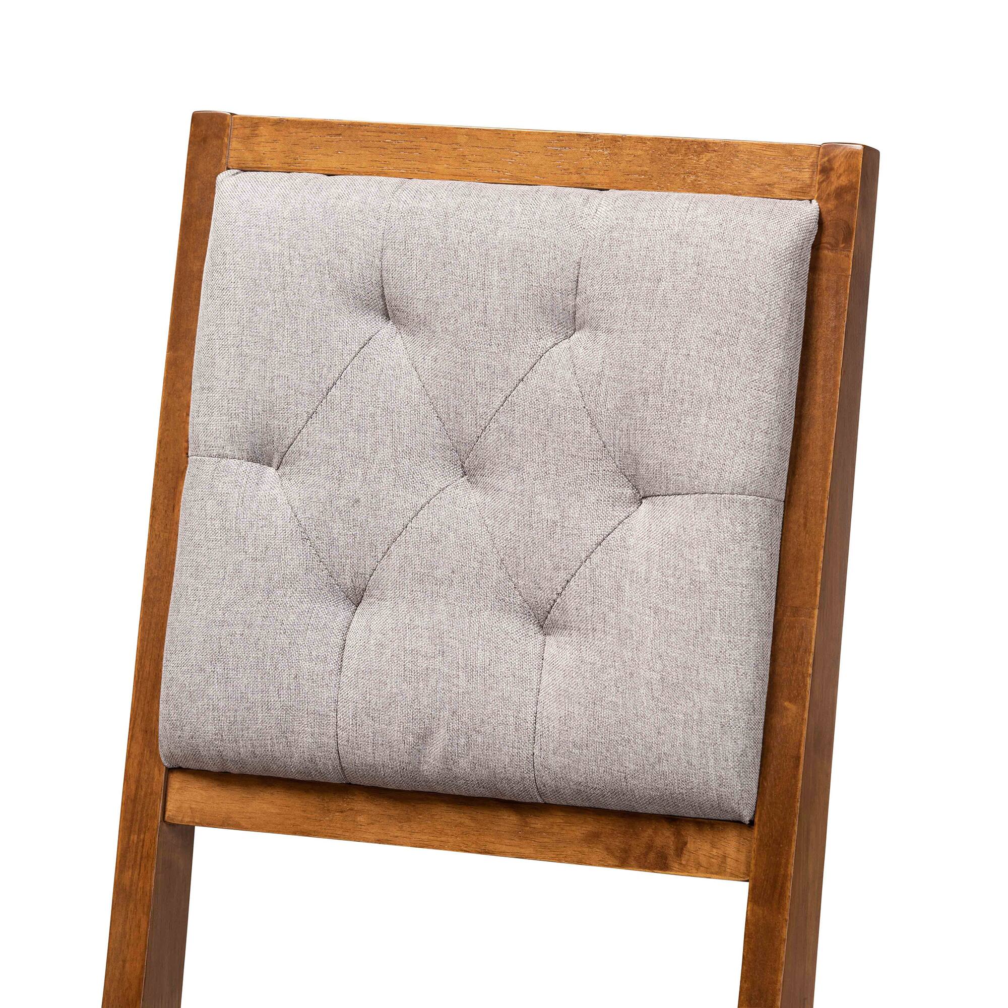 Back. Baxton Studio - Gideon Modern Fabric Upholstered and Finished Wood 2-Piece Dining Chair Set - Grey/Walnut Brown.