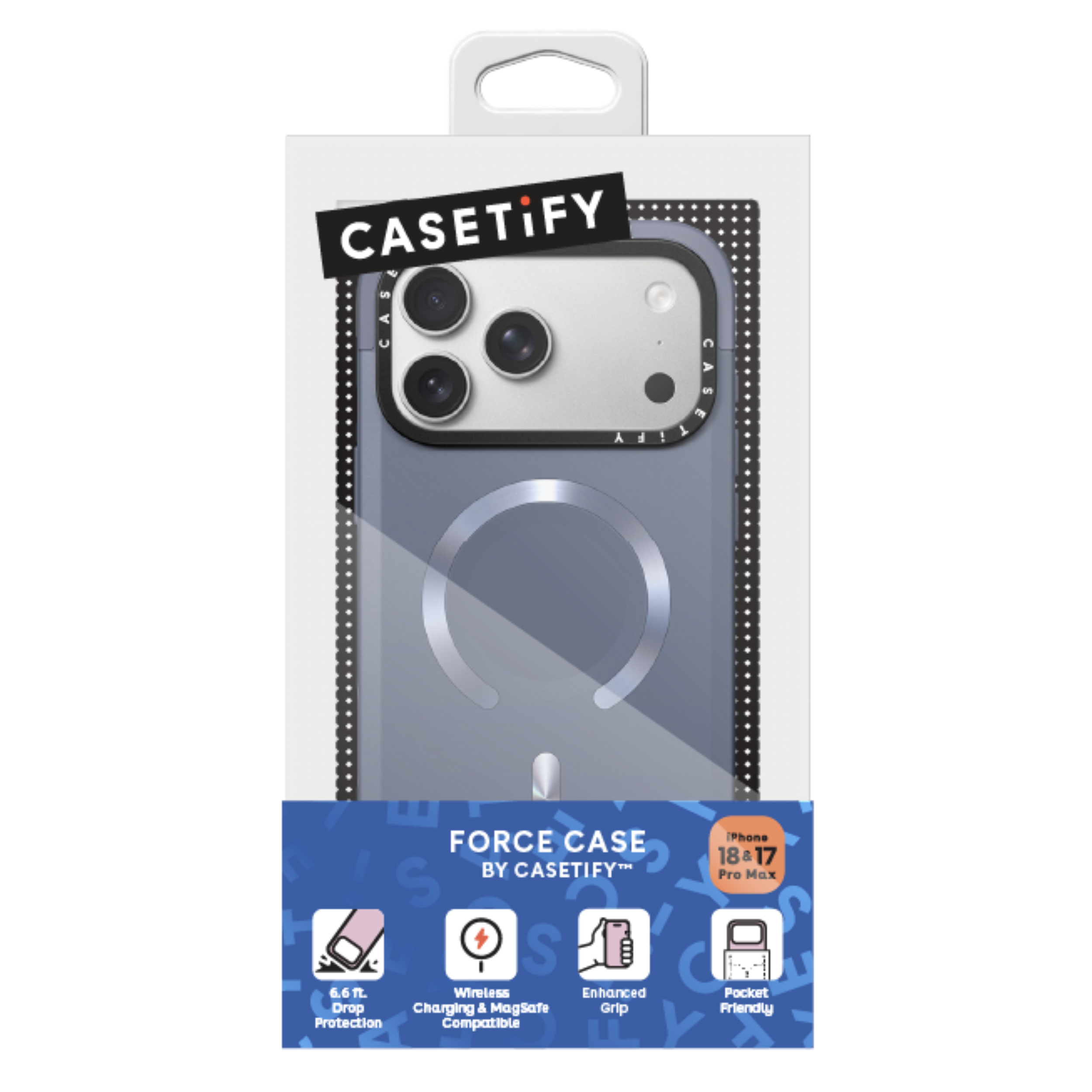 CASETiFY CASA MINUTES  
FORCE CASE BY CASETiFY  
iPhone 18&17 Pro Max  
6.6 ft. Wireless Enhanced Pocket Drop Charging & MagSafe Grip Friendly Protection Compatible