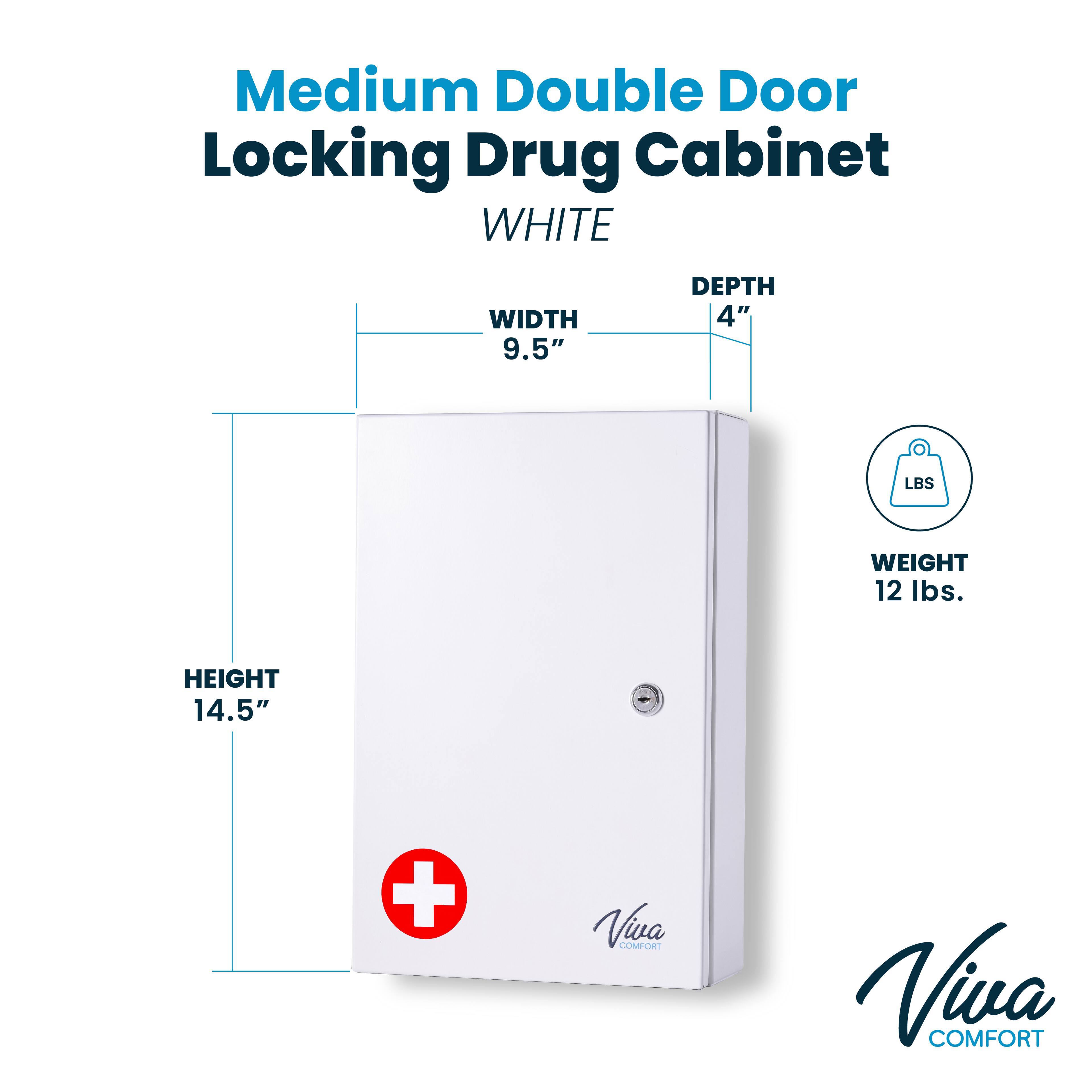 Medium Double Door Locking Drug Cabinet WHITE
WIDTH 9.5"
DEPTH 4"
WEIGHT 12 lbs.
HEIGHT 14.5"
Viva COMFORT